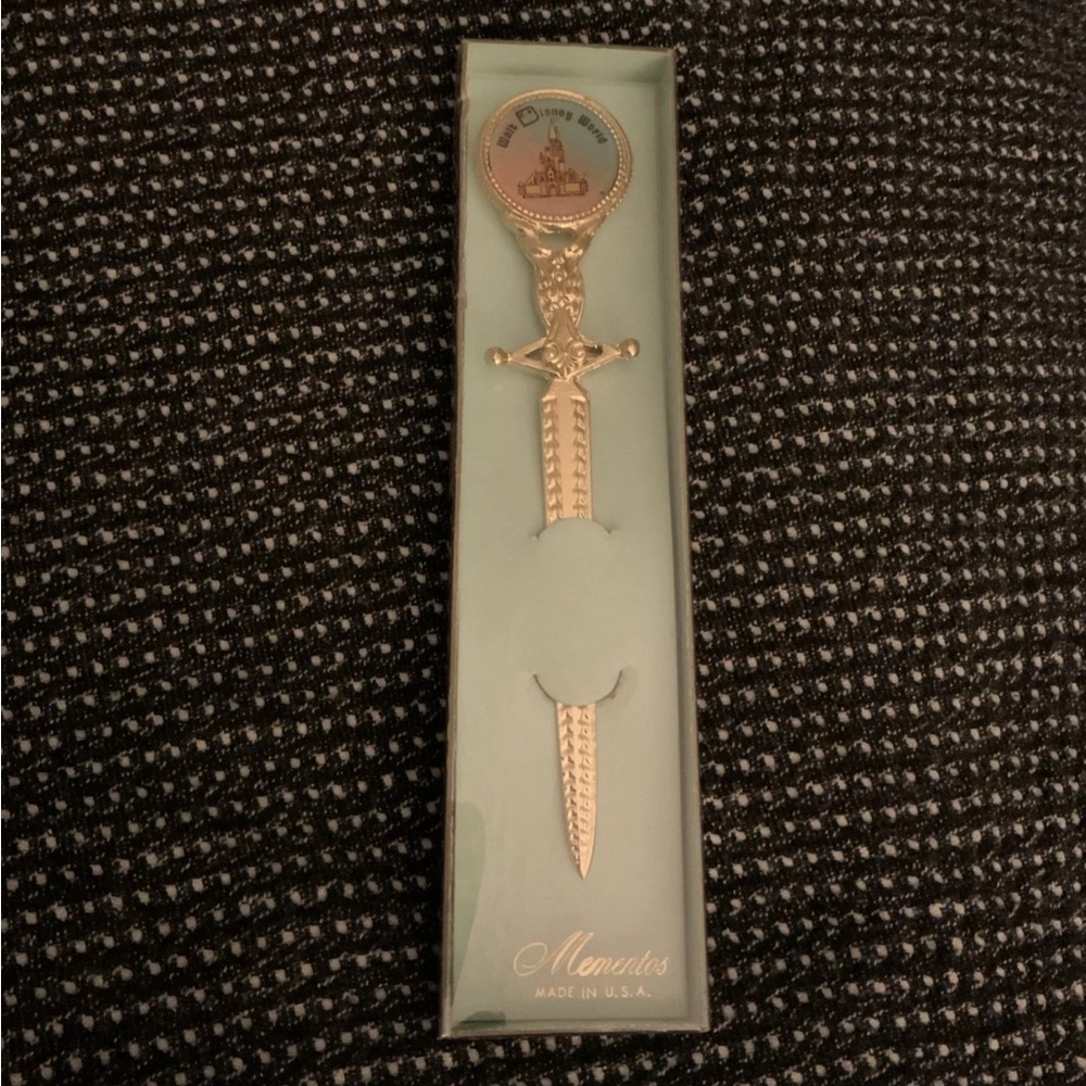 Vintage Disneyland Letter Opener Souvenir Sword Mickey Mouse Walt Disney In Box